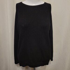 Zara Sweater Crew Neck Basic Black Split back 11-12 Junior Minimalist versatile